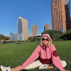 Outdoor Voices pink megafleece half zip hoodie
